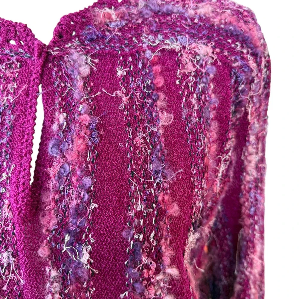 Jessica Knits Two Piece Skirt Set Magenta Metallic Sparkle Knit Midi Medium VTG - Picture 5 of 16